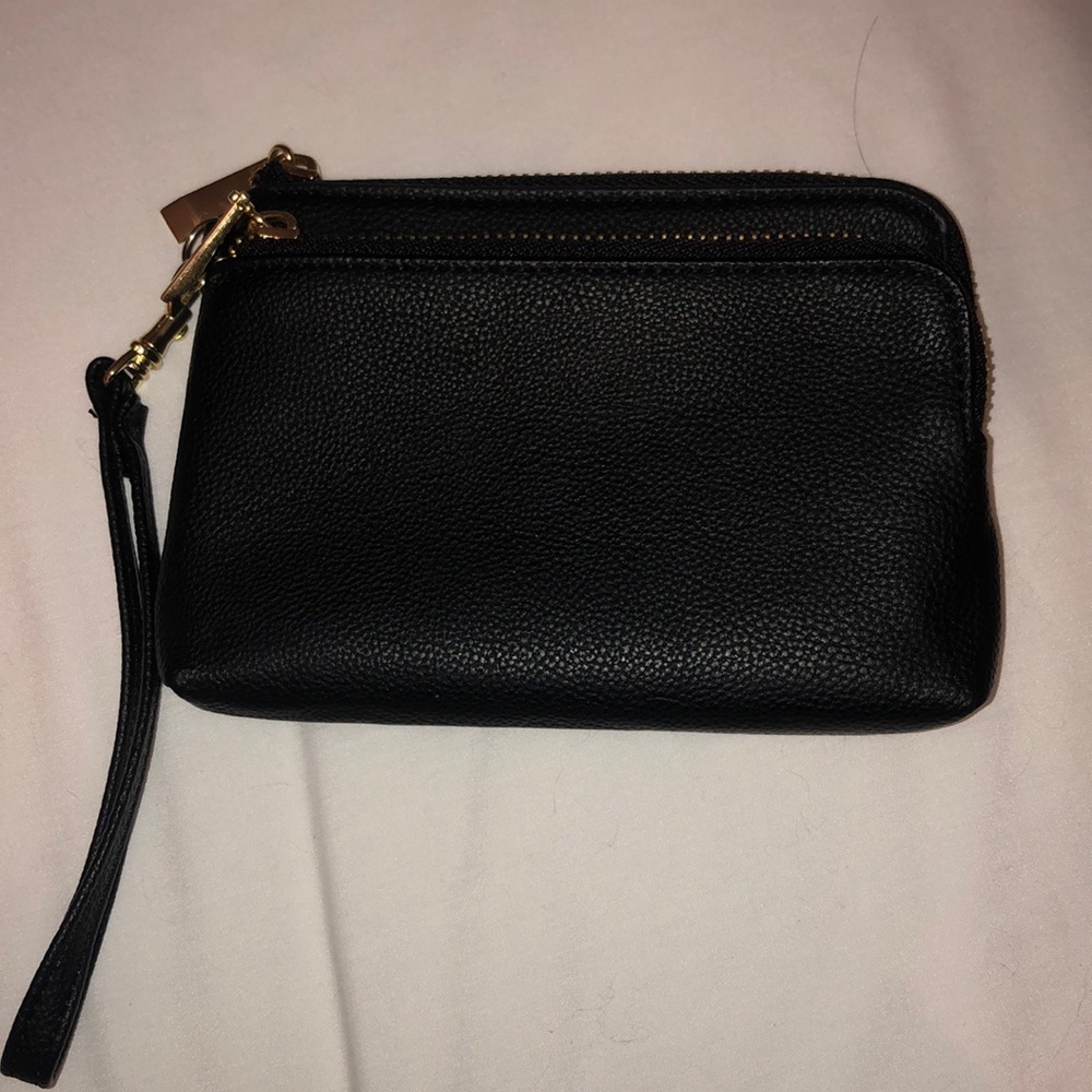 Black Faux Leather Wristlet Wallet